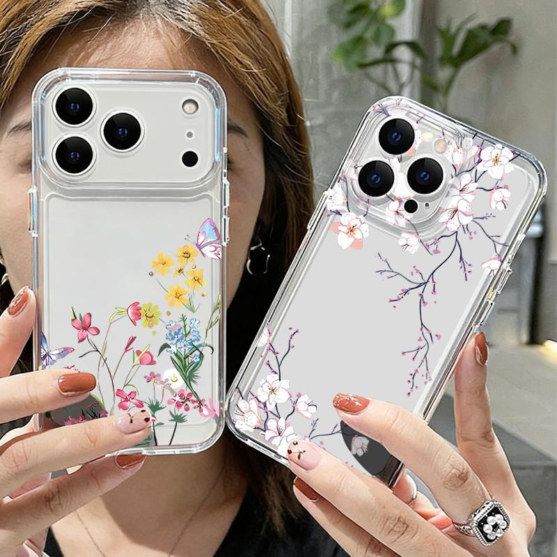 Vintage Floral Pattern Case For iPhone 17 Pro Max Coque iPhone 16 15 14 13 12 Pro Max 11 Clear TPU Silicone Soft Cover