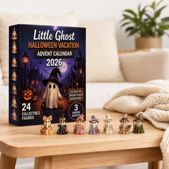 Halloween Advent Calendar 24 Days Ghost Countdown Calendar with 24 Collectible