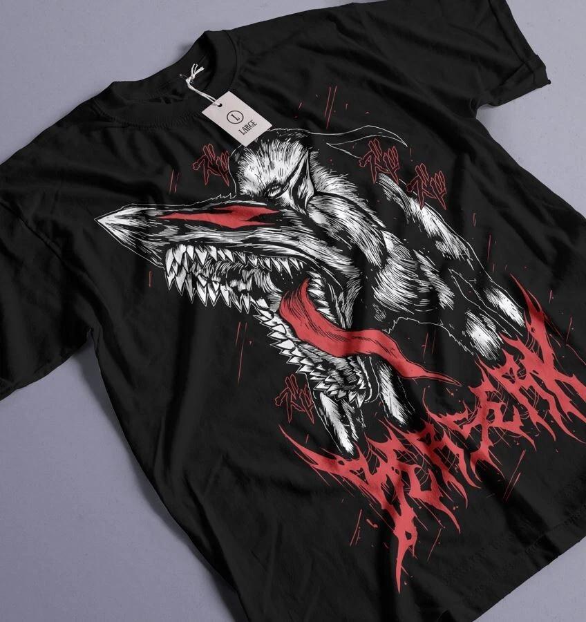 Berserk Tshirt Horror Unisexga Strip Guts Berserker Armour Anime Black Shirt S