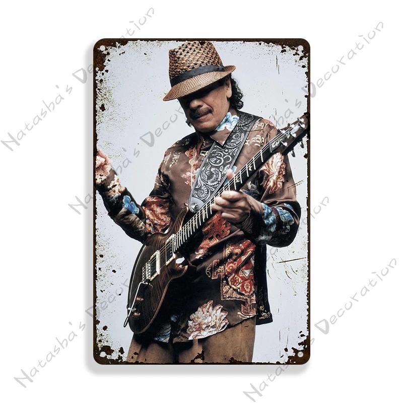 Rockmusik Poster Santana Metallschild ROCK Band Schild Bar Cafe Club Metallplatte Vintage Metallplakette Garage Cafe Wanddeko Schilder