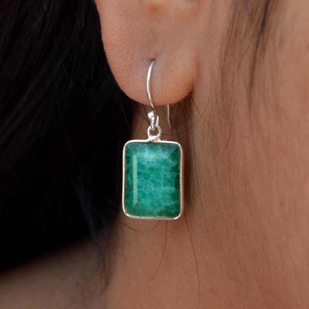 Smaragd 925 Sterling Silber Ohrringe Schmuck, Frauen Ohrringe