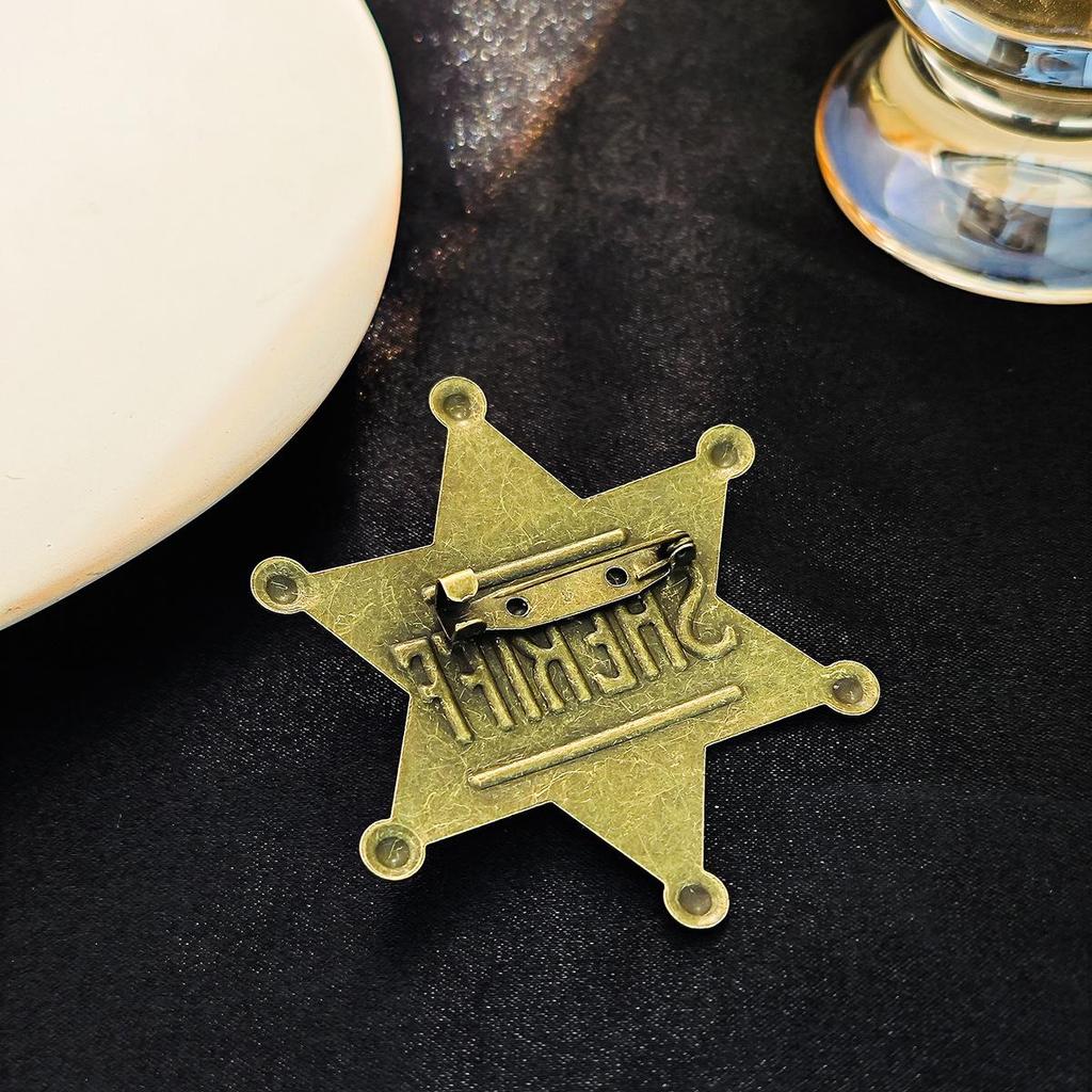 European & American Creative Police Badge Brooch - Retro Six-Pointed Star Medal Pin for Clothing Accessories
