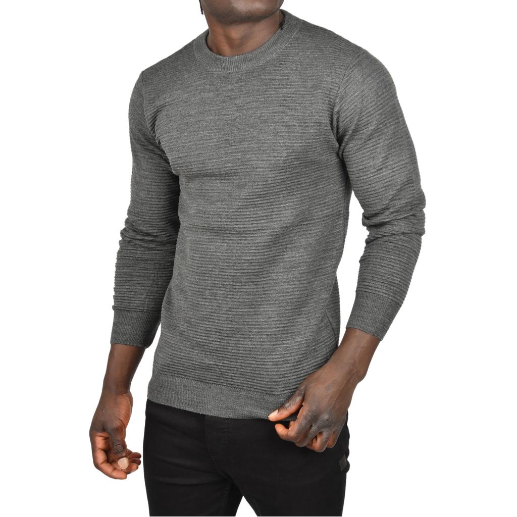 DeepSEA Çizgi Desenli Bisiklet Yaka Dar Kesim Triko Kazak 2505492