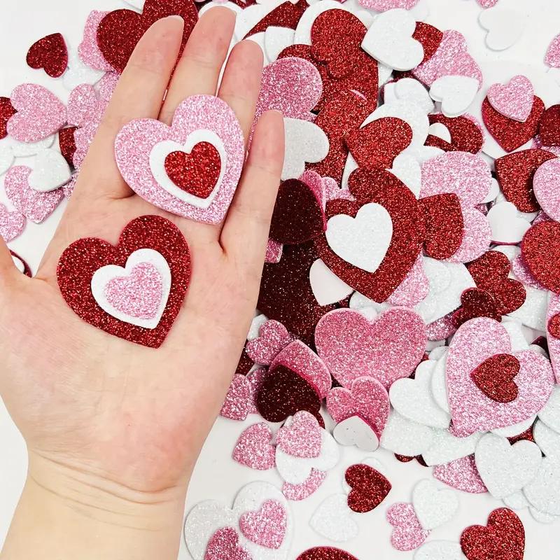240 Stück Glitzernde Herzaufkleber Selbstklebende Schaumstoffaufkleber für Valentinstagsgeschenk Liebesaufkleber Kind Kinder Kunsthandwerk Partydeko