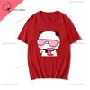 Couple Tee Bubu Is Watching Movies and Milk Tea with Dudu T-shirt Cartoon Cute Graphic Tees for Ladies Kawaii Cotton Unisex Tops