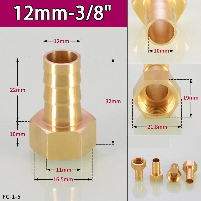 Peijian 1/8" 1/4" 3/8" Bsp Brass Pipe Fitting Barbed Hose Tail Joiner Tubing Connector Air Water Fuel Gas 6/8/10/12/14/18mm Fuel System Fittings7