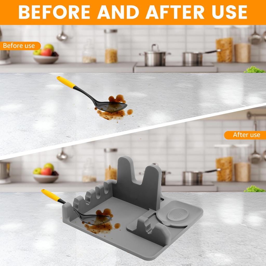 Silicone Kitchen Tool Holder Versatile Easy to Clean Utensil and Pot Lid Holder Non-Slip Storage Pad Tableware Drying Rack
