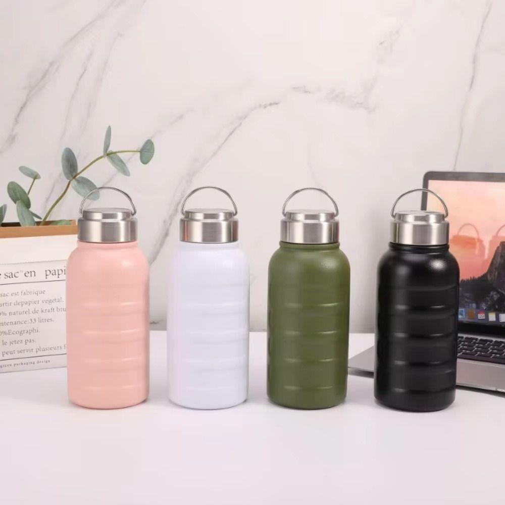 Double Wall Thermos Water Bottles Portable Handle Large Capacity Bottle  Car Travel