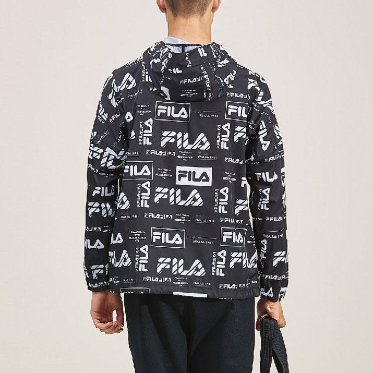 Fila Logo Full Print Hooded Loose Jacket Men Jacket Black F11M934708F-PT