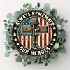 Vintage Patriotic Army Boots & Cross Round Aluminum Sign