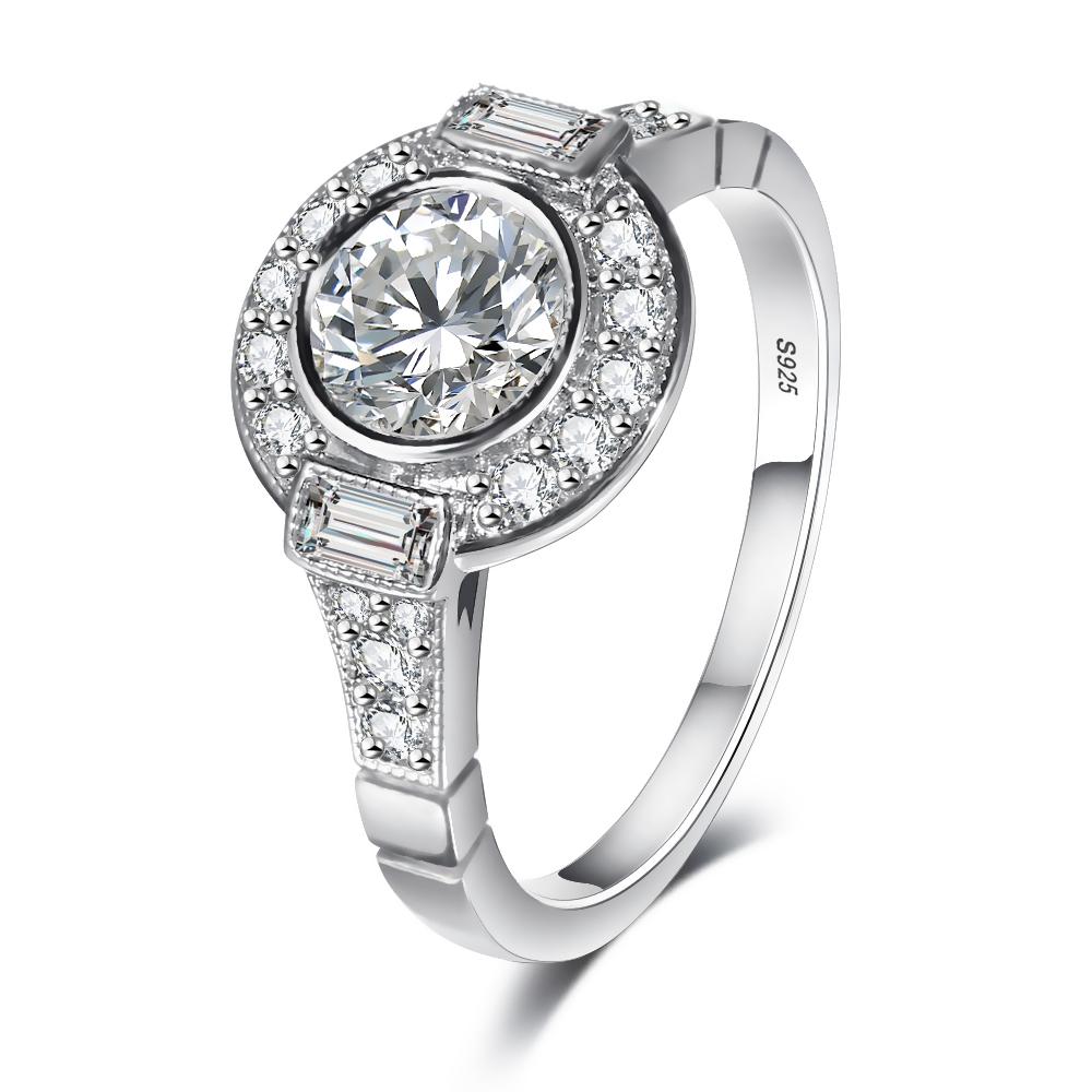 Round Exquisite Romantic Wedding Rings For Women Lovers Simple 925 Sterling Silver Fashion Jewelry With Cubic Zirconia Stones