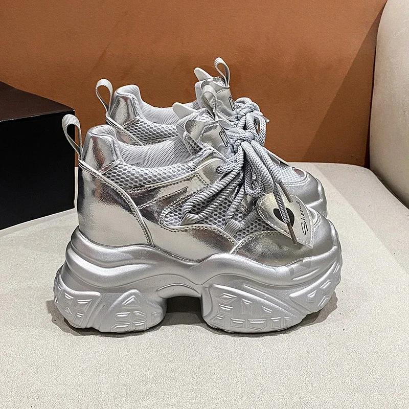 Fashion Sneakers Women High Platform Shoes Breathable Sports Trainers Casual Thick Bottom Mesh Chunky Sneakers Women Zapatos Mujer 10cm