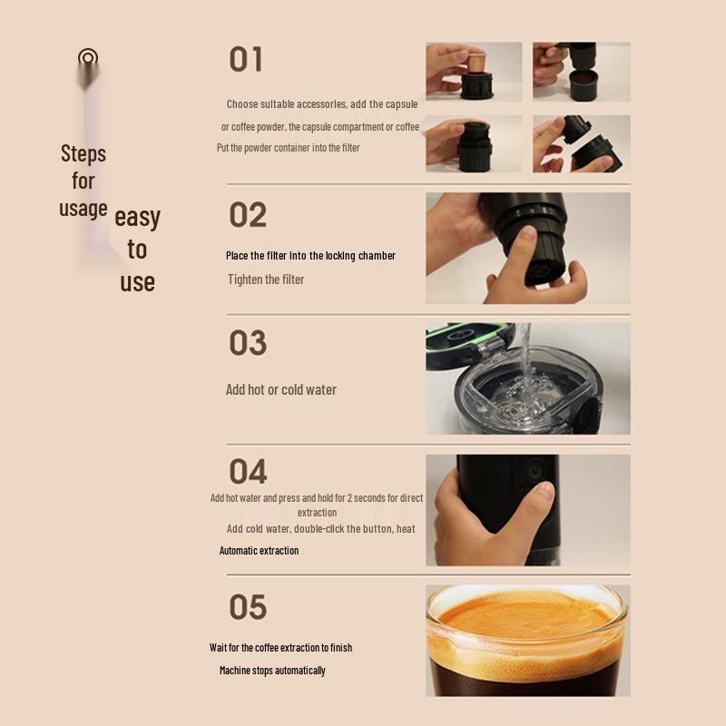 Wireless Espresso & Coffee Maker: Portable Hot & Cold Brew, Italian Capsule Compatible