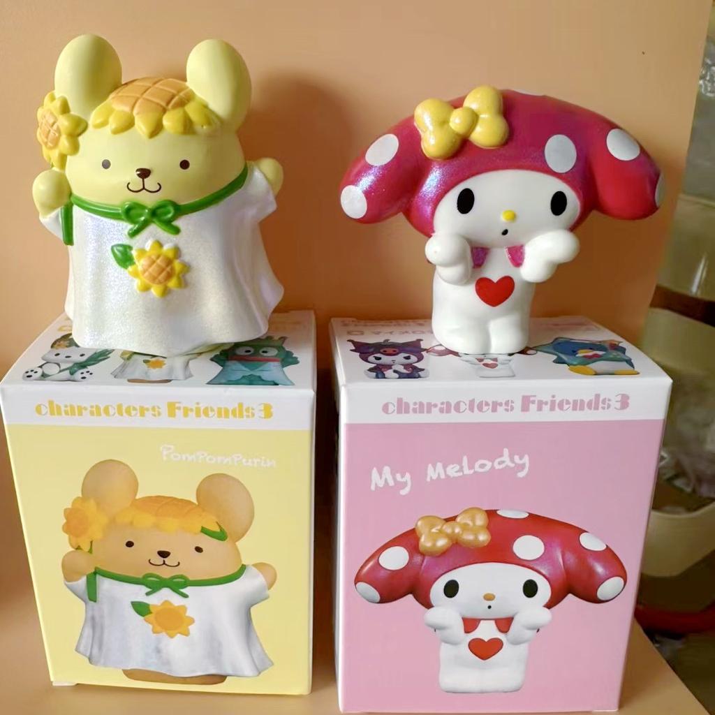 Bandai Original Shokugan Sanrio Friends 3rd Kuromi Pompompurin pochacco hangyodon Figure Collectible Toys Cute Home Decor Gift