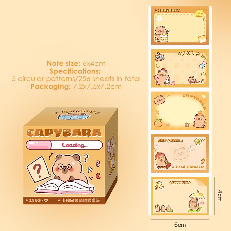 

100/256 листов Каваи Канцелярия Милые Мультяшные Капибары Липкие Заметки Офисные Принадлежности Креативная Отрывная Выдвижная Бумага для Заметок