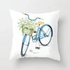 Home Decor Cushion Cover Living Room Bedroom  Polyester Pillowcase Flower Bicycle Print  Funda De Almohada