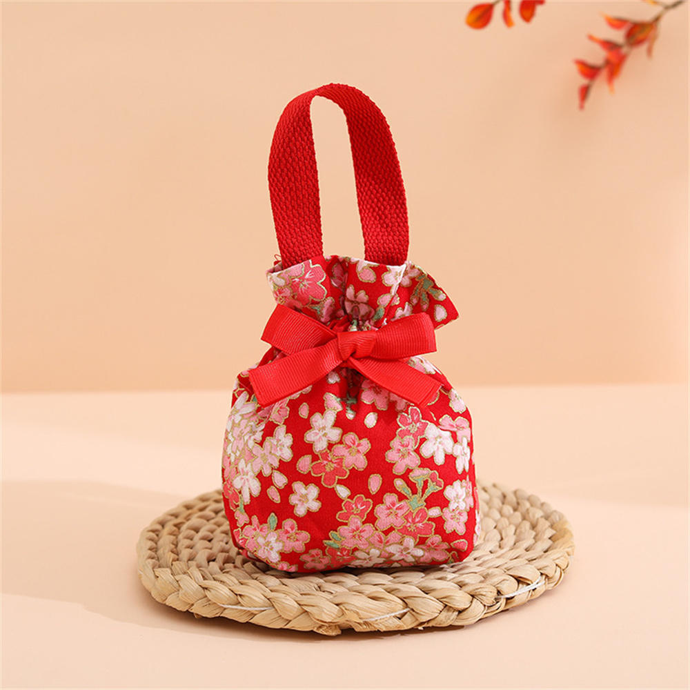 New Wedding Candy Bag Portable Canvas Gift Bag Party Wedding Goodie Packing Box Simple Red Green Handheld Gift Storage Bags