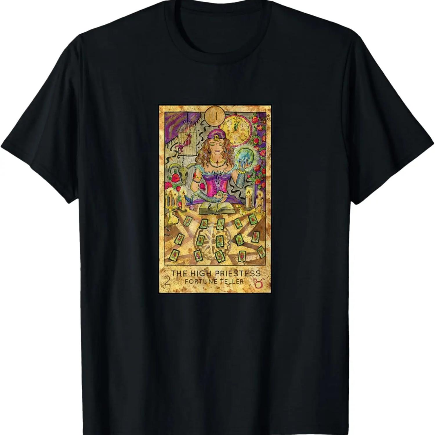 Tarot Card High Priestess Fortune Teller Mystic Psychic T-Shirt S чёрный