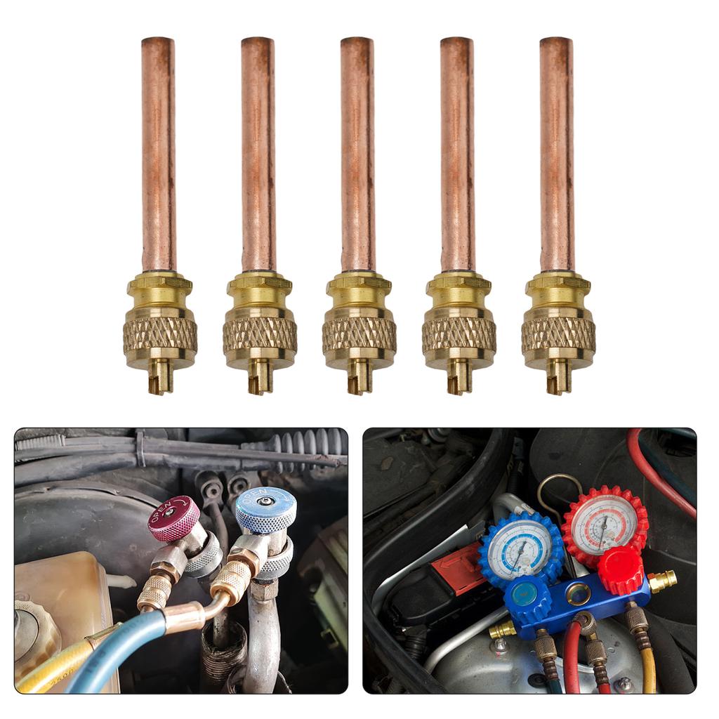 5Pcs Air Conditioner Refrigeration Access Valves Copper Tube Filling Part Air Conditioner Accessories DIY Power Tool Part Brass