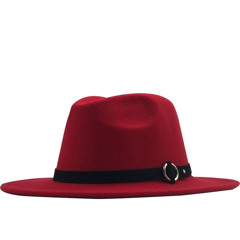 Autumn and Winter New Woolen Top Hat Flat-brimmed Big Eave Hat Versatile Straight-edged Jazz Hat Church Hat