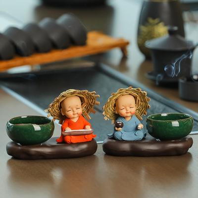 Creative and Cute Straw Hat Monk Zen Aromatherapy Stove Desktop Decoration Sandalwood Agarwood Incense Insertion Seat