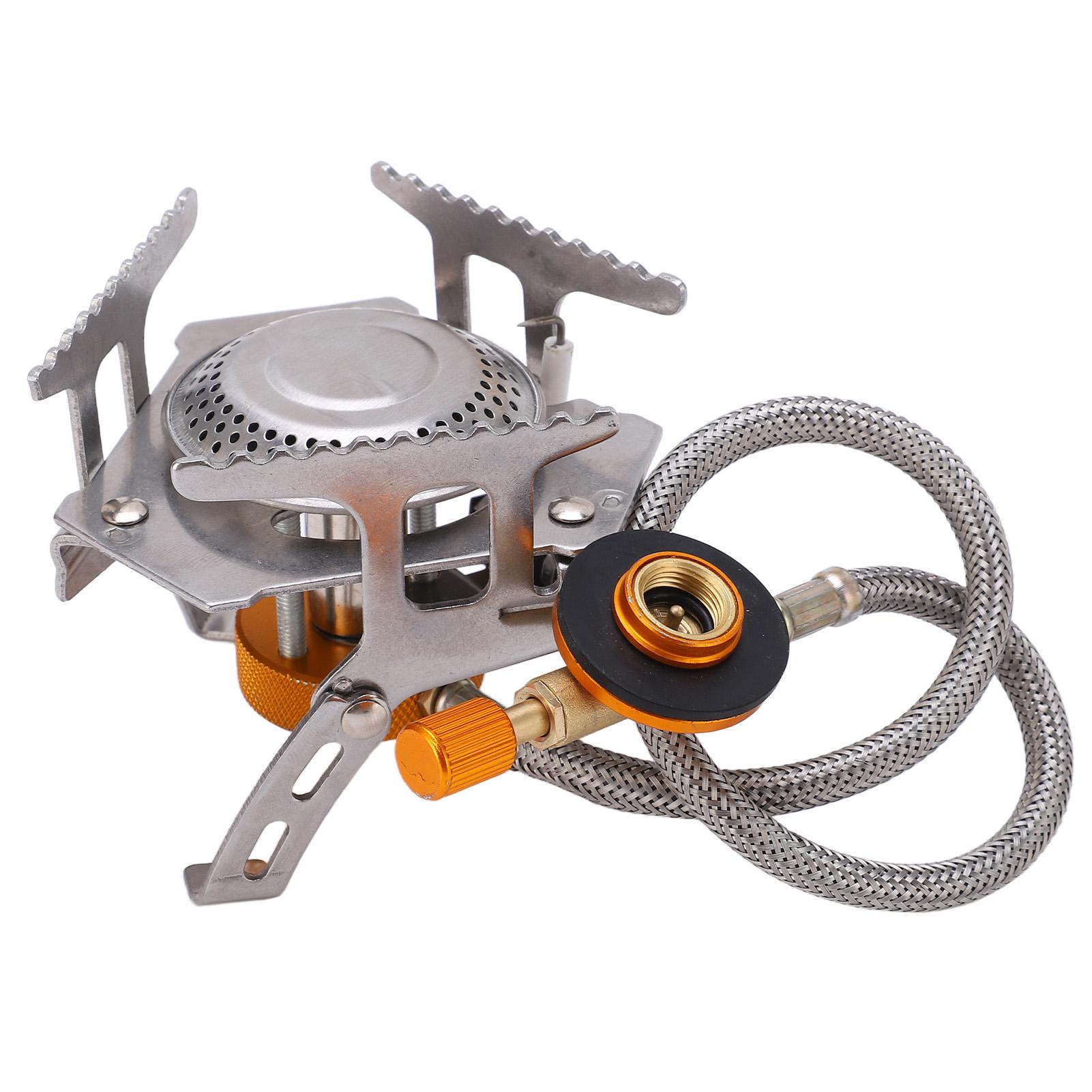 

Мини-кемпинговая газовая плита складная ветрозащитная походная плита с пьезоэлектрическим зажиганием для походов и пикников