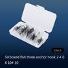 50pcs/Box Fishing Hook 50pcs Mixed Fishing Hook 5 Sizes 2/4/6/8/10 Fishhook Tackle Black