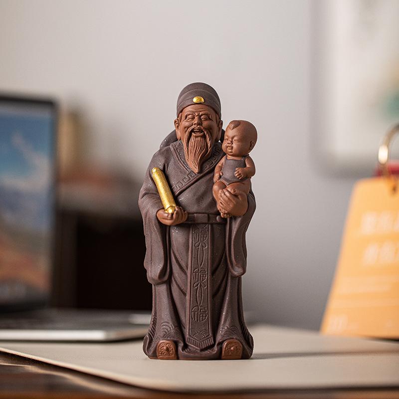 Ceramics Fulu Longevity Star sculptures and figurines Chinese mythological figures  Home Room Office Wealth Luck Feng Shui Decor