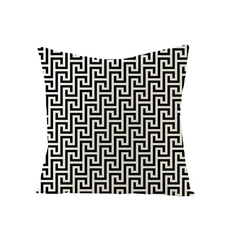 Linen Simple Black White Geometry Cushion Case Modern Nordic Simple Decorative Pillows Case Livingroom Sofa Couch Throw Pillows