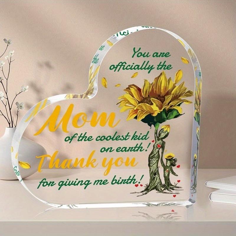 Mom Gift Acrylic Heart Keepsake Sign for Home Office Table Decor Heart Acrylic Paperweight Gift Presents for Mom
