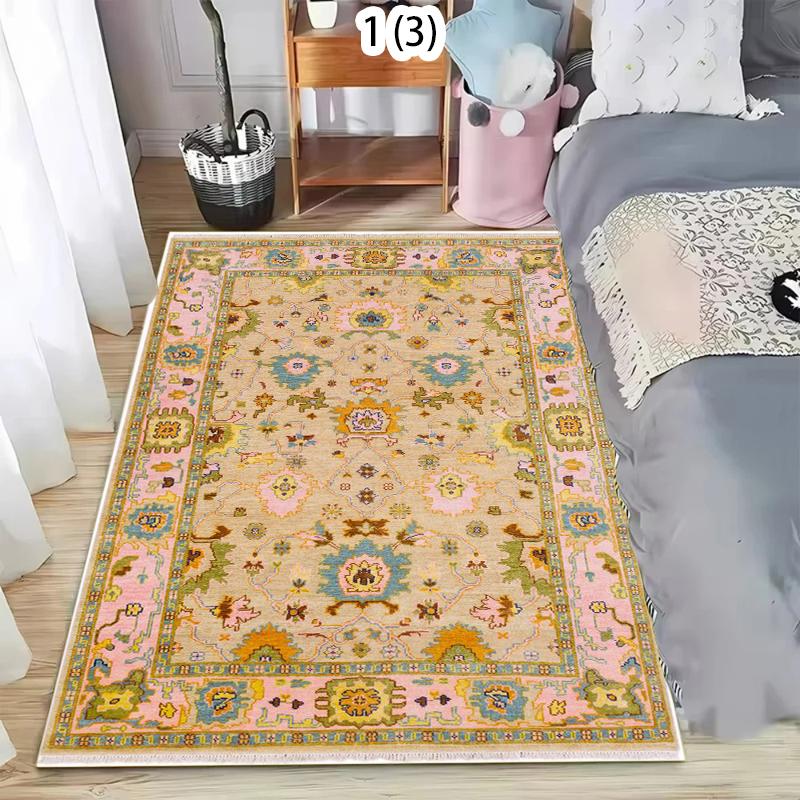 Boho Zielony Różowy Wzór Dywan Retro Miękki Duży Antypoślizgowy Dywan do Salonu Zmywalny Dywanik Obszarowy Vintage Kwiatowa Mata Podłogowa do Sypialni