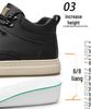 Men's Autumn Invisible Height-Boost 8cm Breathable Cowhide 6-Hole Mid-Top Shoes, British Style Sports Casual Board Sneakers