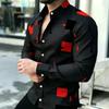 Trendy men's long-sleeve geometric print shirt, versatile daily wear essential.