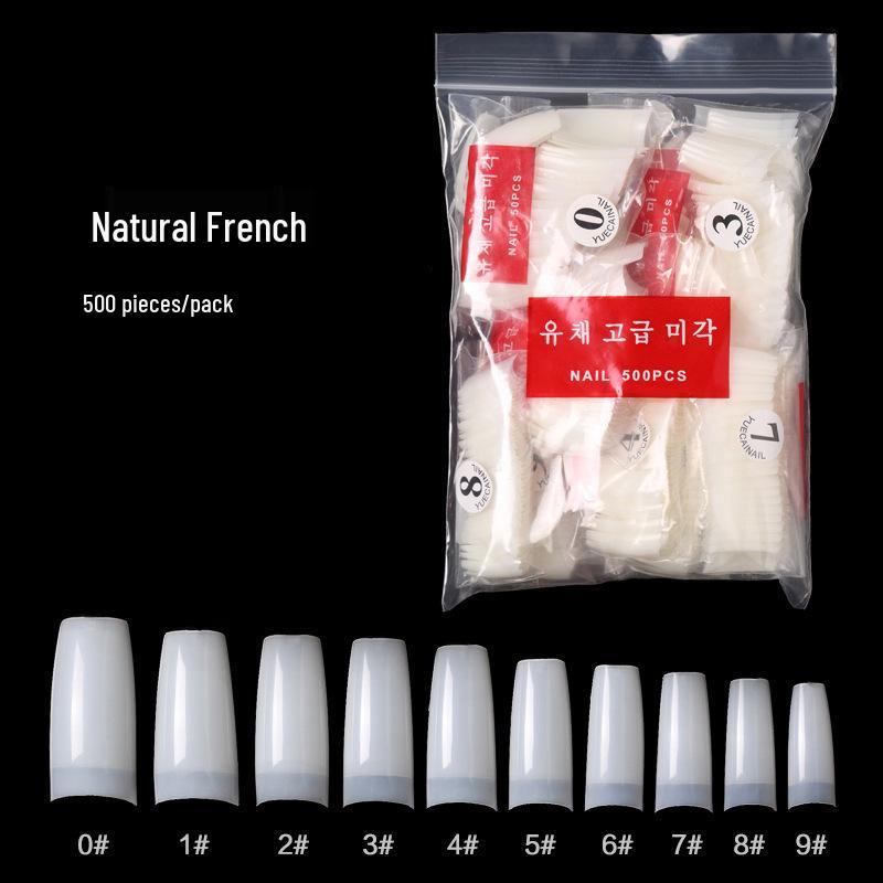 500-Piece Korean French Style Nail Tips: Natural, Transparent, & White Options - Full & Half Cover