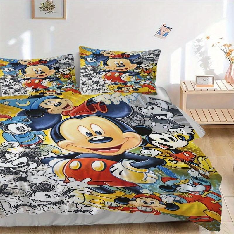 3pcs set Mickey Mouse, Disney, Classic Bedding Set with Duvet Cover+Pillowcases, All-Season Polyester, Zipper Closure77