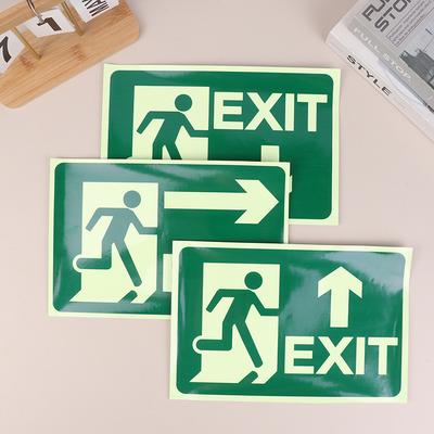 Znaki wyjścia świecące w ciemności Luminous Security Stickers Klej do bezpieczeństwa na ścianie Oznakowanie kierunkowe ewakuacji przeciwpożarowej Widoczność w nocy