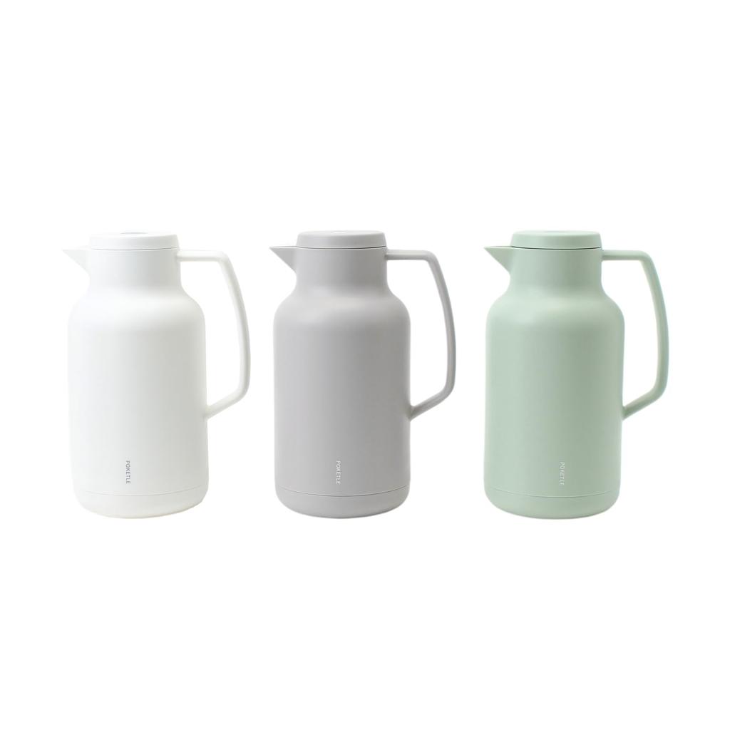 POKETLE Tabletop insulated glass green pot, thermos, 1L,