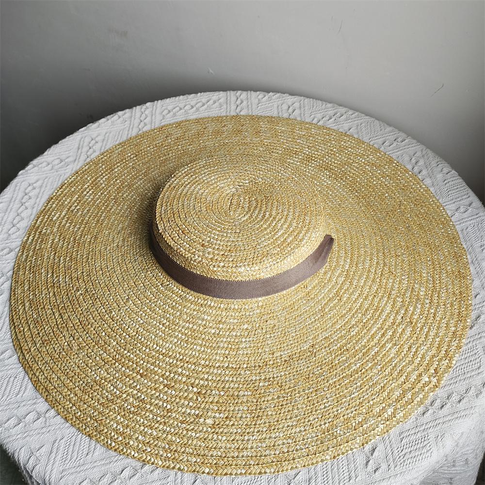 Oversized Brim Sun Hat Women's Straw Hat Beach Hat European and American Fashion Catwalk Flat Hat Chapeau Femme 2025