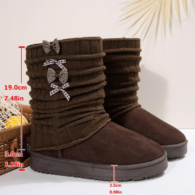 Fashion Japanese Style Bowknot Detor Women's Snow Boots Winter Slip On Platform Snow Boots Woman Chic Mix Color Warm Botas Ladies