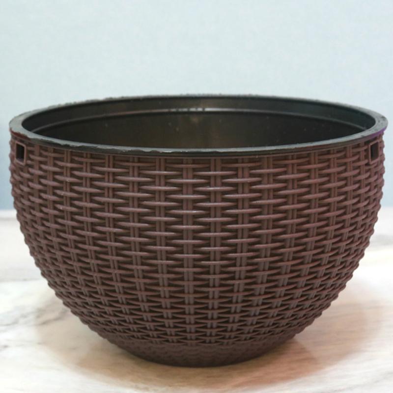 

Подвесная корзина Imiatino Vine Цветочный горшок Круглый садовый кашпо из смолы с треугольной цепью M коричневый