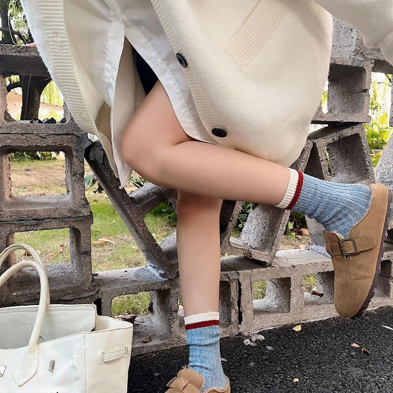 

Осенне-зимние спортивные цветные носки до середины икры, ретро махровые носки из толстой пряжи, универсальные носки серого и бежевого цвета, женские носки 1 pair синий