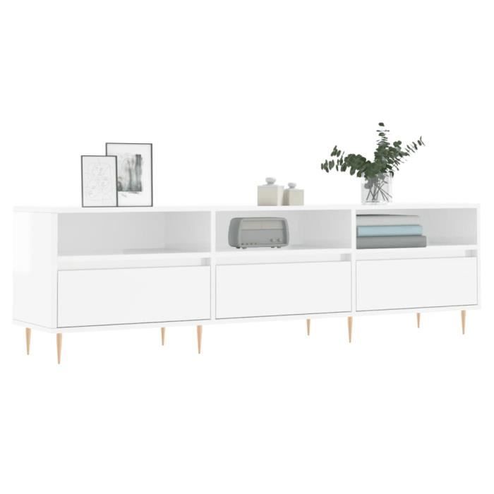VidaXL TV Stand High Gloss White 150x30x44.5 Cm Engineered Wood 831270