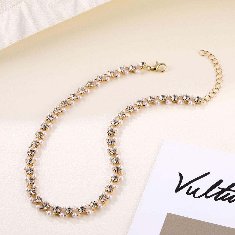 Böhmische Dame Perle mehrschichtige Blume Schleife Herz Halsband kurze ultrafeine Schlüsselbeinkette Halskette