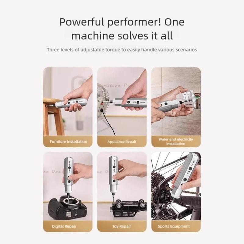 Cordless Electric Screwdriver Set 3 Speed Modes Reverse Function Built In LED Light Ergonomic Grip for Home and Professional Use