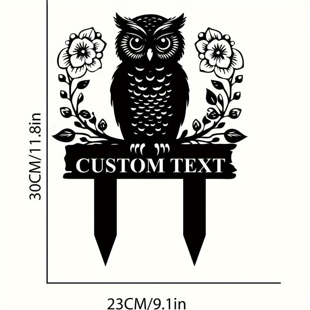 Metal Owl Garden Stake Custom Yard Sign Durable Outdoor Decor Personalized Halloween Ornament Gift