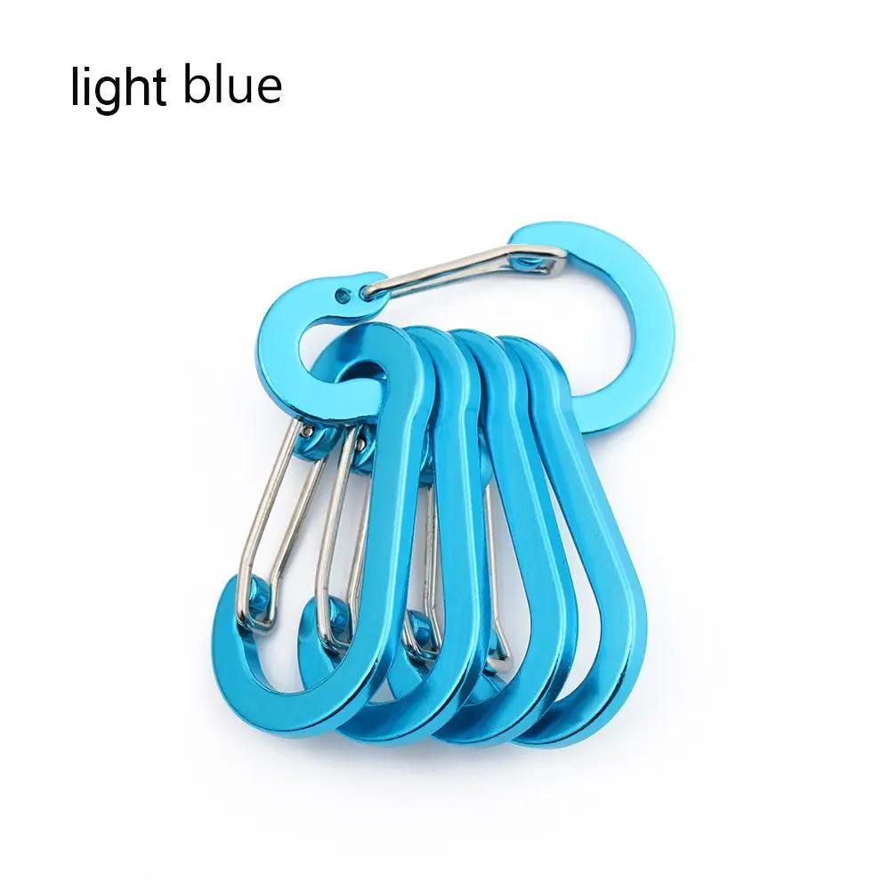 5pcs Tools Carabiner Outdoor Backpack Camping Climbing Fishing Hook Keychain Snap Clip Multi-Use Aluminum Alloy Lock Buckle