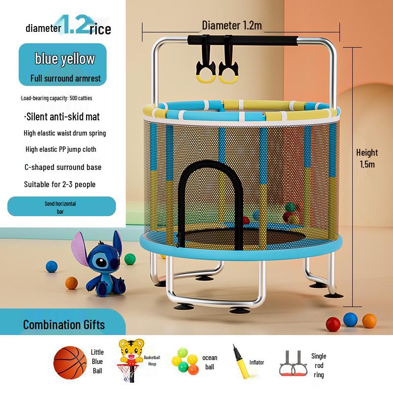 Indoor Family Trampoline with Safety Net for Kids and Adults