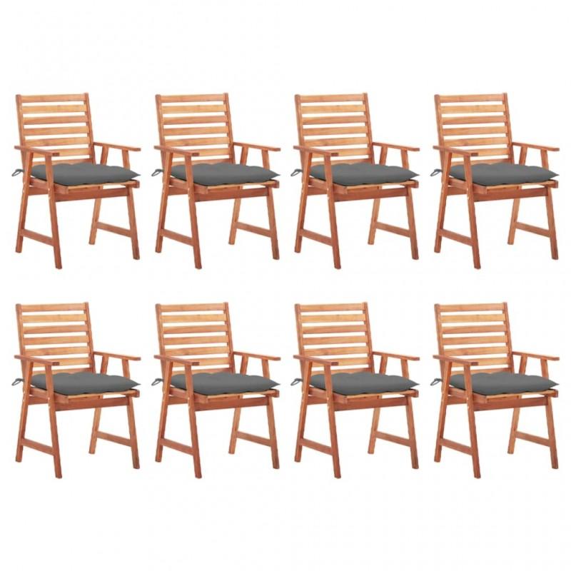 Día y Noche - Día y Noche Sillas comedor de jardín y cojines 8 uds madera maciza acacia