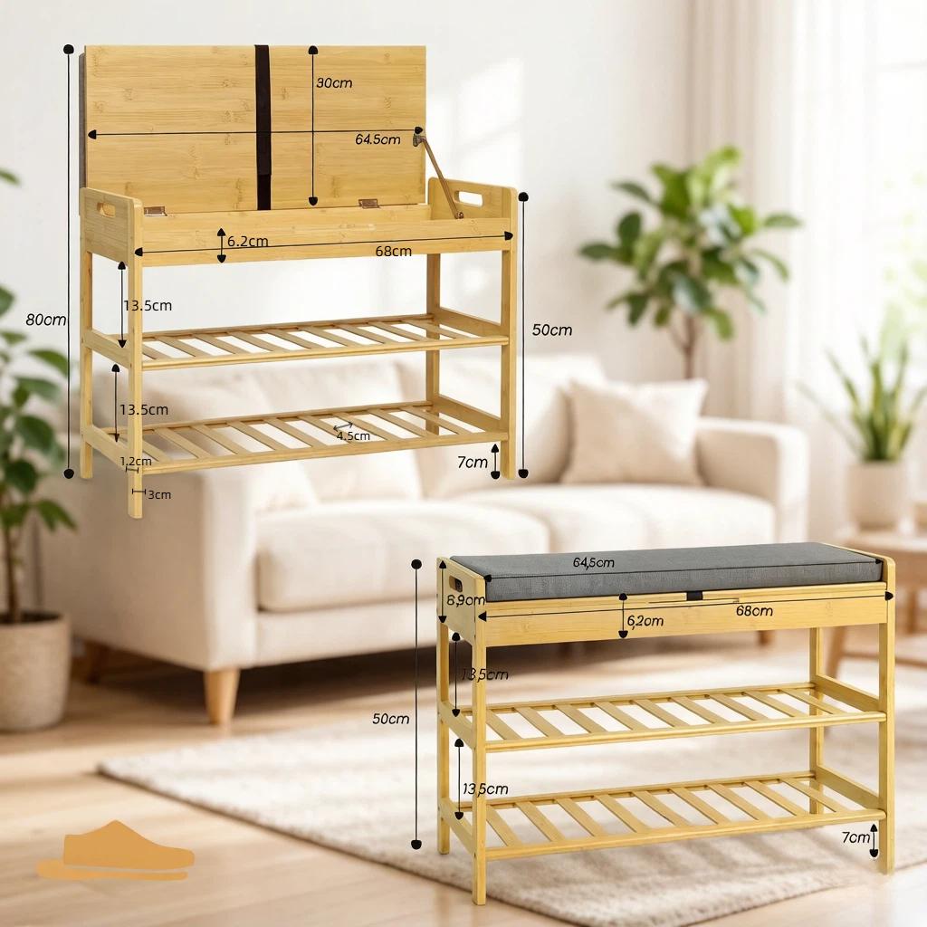 Shoe Bench with Soft Seat, Corner Storage Bench, Shoe Rack with Hidden Compartment (only with Shoe Bench)