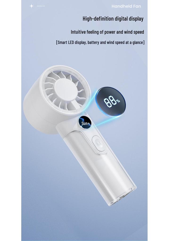 Portable Silent Handheld Fan with Digital Display and Long Battery Life for Outdoor Summer Cooling